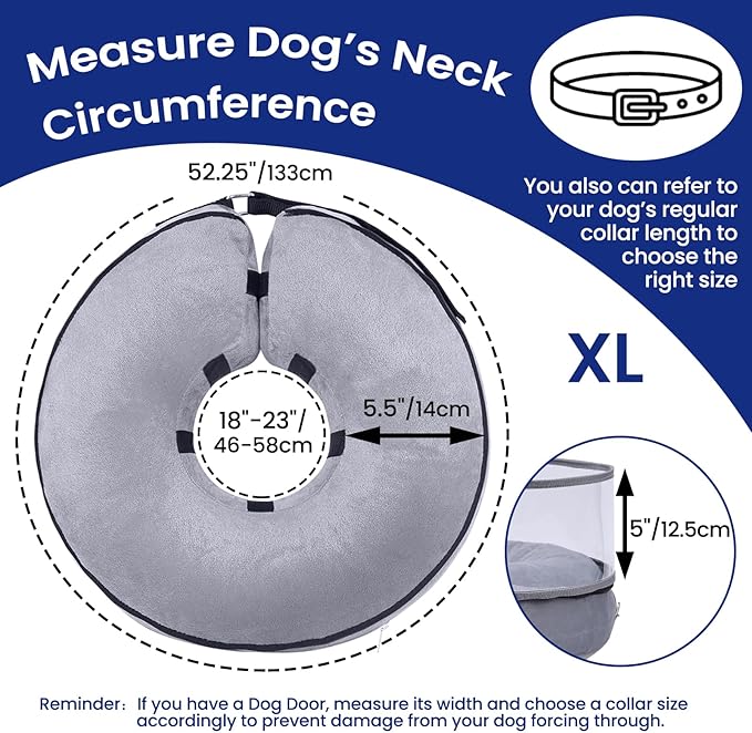 BARKLESS Dog Cone Collar, Inflatable Dog Cone after Surgery for Small Medium Large Dogs, Soft Dog Cone of Alternative with Enhanced Anti-Licking Guard Shield for Pets, Protective Dog Donut Collar