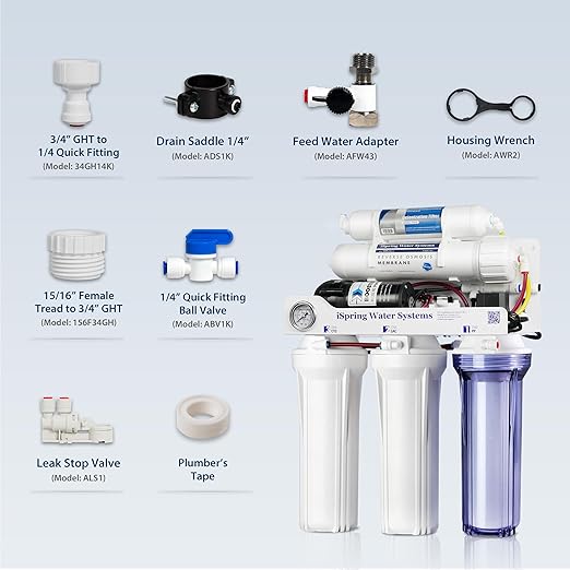 iSpring RCC1DP Tankless RO/DI System with Pump, 5 Stage De-ionization Reverse Osmosis Water Filter System, High Performing 150 GPD Tankless RO Water System for Aquarium with DI Water Filter & Pump