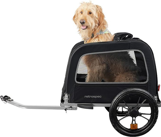 Retrospec Rover Waggin' Pet Bike Trailer - Small & Medium Sized Dogs Bicycle Carrier - Foldable Frame with 16 Inch Wheels - Non-Slip Floor & Internal Leash