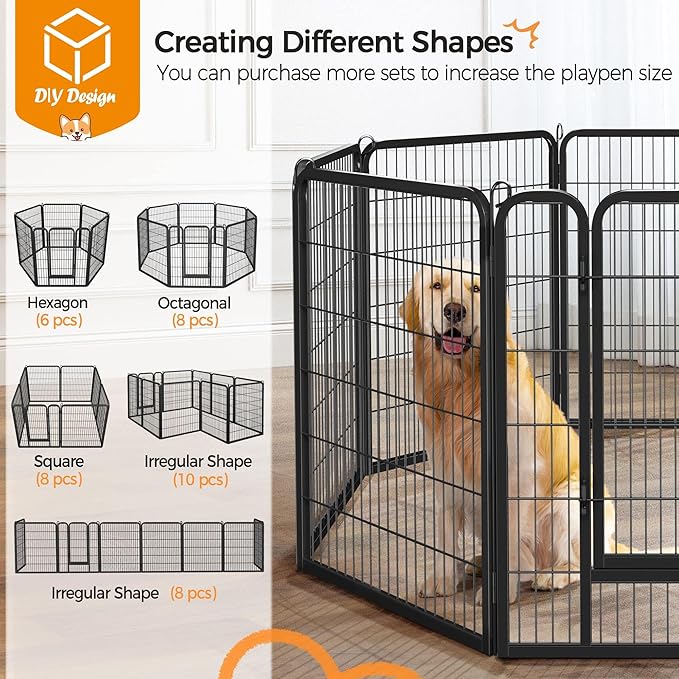 Yaheetech Dog Playpen, 32 Panels 40 Inch Height Small Animals Pen Heavy Duty Pet Fence for Puppy/Cat/Rabbit Extra Large Foldable Pet Exercise Pen for RV Camping Garden Outdoor Indoor