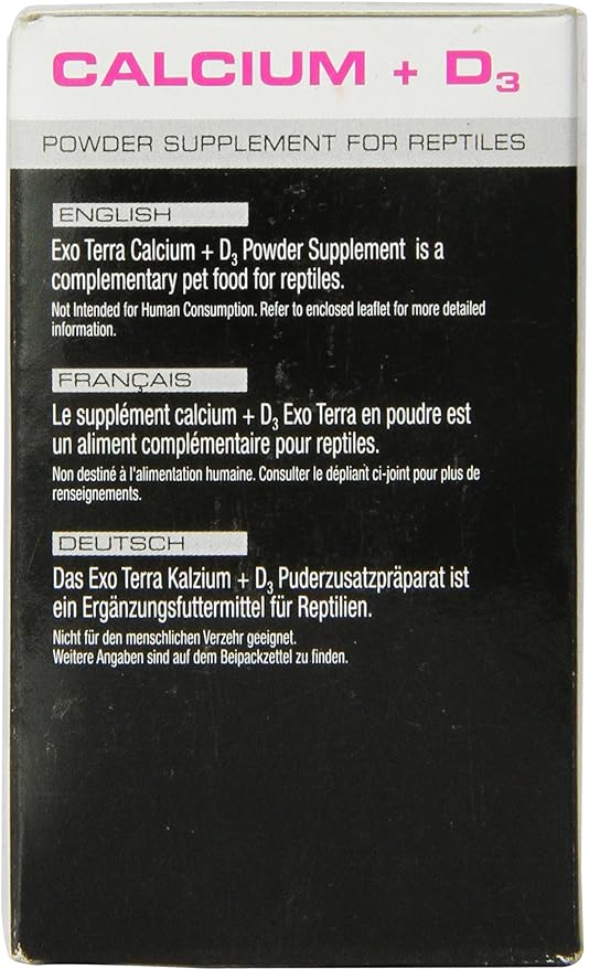 Exo Terra Calcium + D3 Powder Supplement for Reptiles and Amphibians, 3.2 Oz., PT 1856