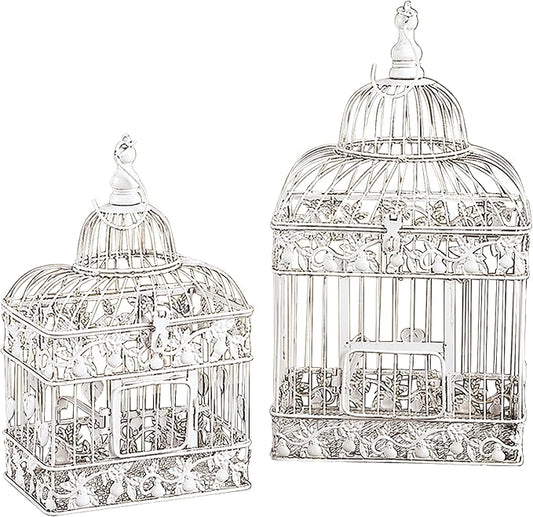 Deco 79 Vintage Metal Birdcage, 22", 15"H, White