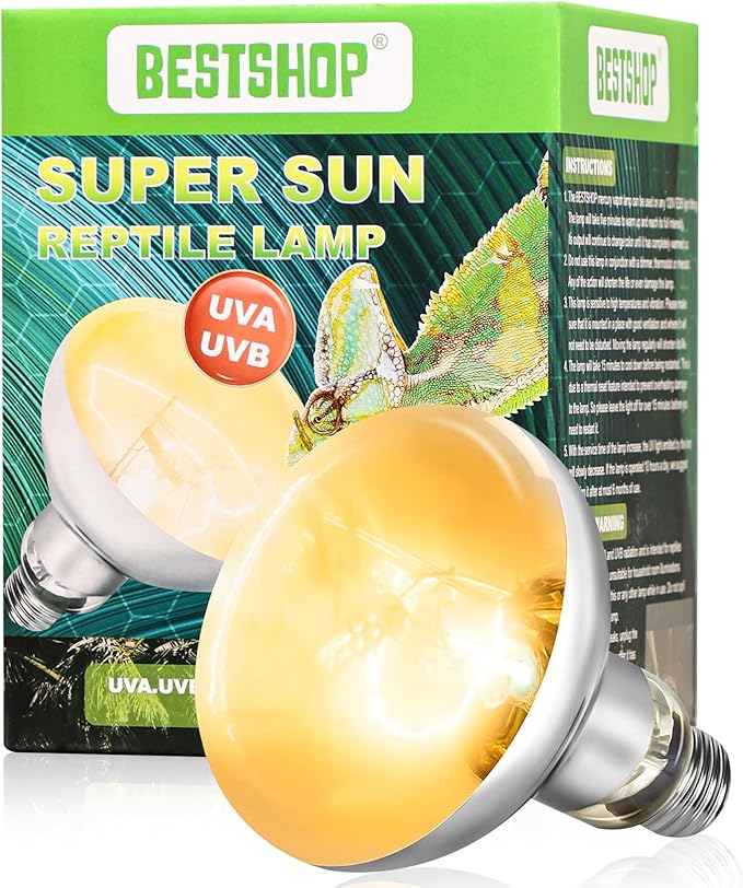 Heat Lamp Bulbs, 80 Watt Reptile Heat Bulb, Full Spectrum UVA UVB Light Bulb, Natural Daylight, Basking Spot Light, Sun Light for Reptile and Amphibian, 1 Pack