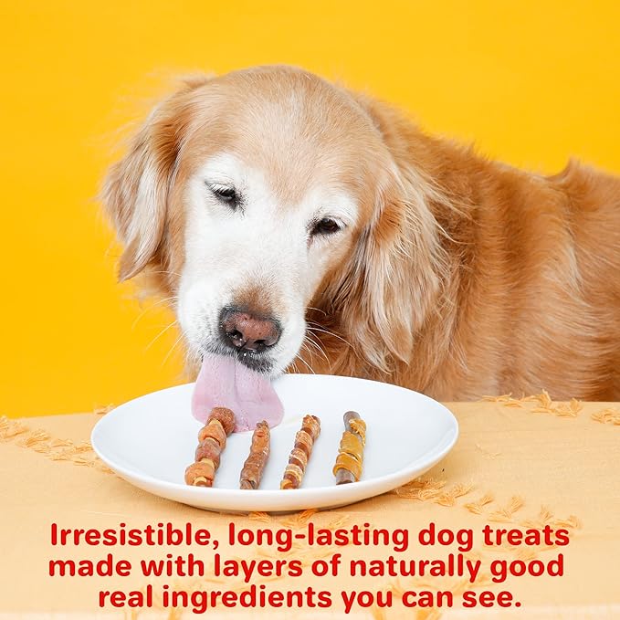 Oinkies Chickentastic Hearty Twists Dog Treats with Real Chicken Breast, Sweet Potato, and Smoked Pork, Long-Lasting Yet Highly Digestible, 120 CT
