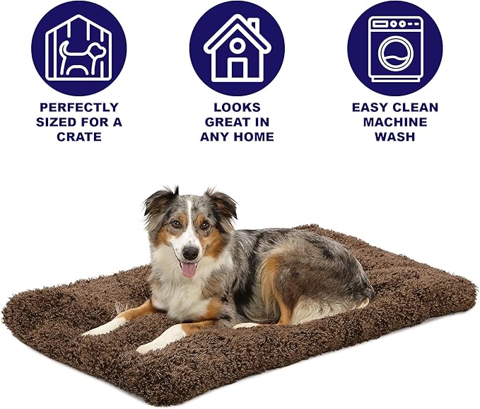 Midwest Homes for Pets Deluxe Dog Beds | Super Plush Dog & Cat Beds Ideal for Dog Crates | Machine Wash & Dryer Friendly, 1-Year Warranty, Cocoa, 46.0" L x 28.0" W x 4.0" Th