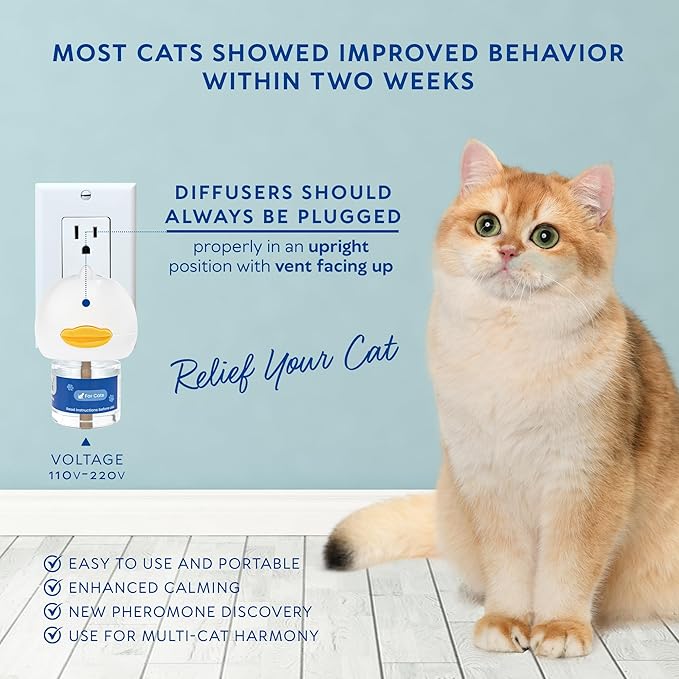 Cat Pheromones Calming Diffuser: Premium Cat Calming Diffuser - Cat Pheromone Diffuser - Pheromone Diffuser to Calm Cats - Cute Bear Head Shape Feline Pheromone Diffuser, 2Pack (Blue)