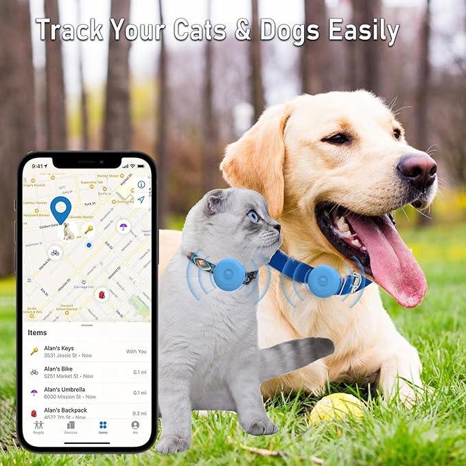 Airtag Dog Collar Holder Waterproof, Hidden Silicone Waterproof Airtag Case for Pet Cat Dog GPS Tracker, Anti-Lost Waterproof Airtag Holders Compatible with Apple AirTag for Dog Cat Collar (Blue)