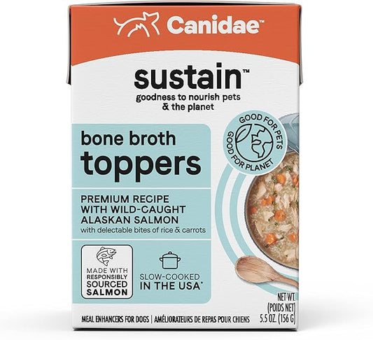 CANIDAE Sustain Bone Broth Toppers Premium Dog Topper with Wild-Caught Salmon, 5.5 oz. (Case of 1)