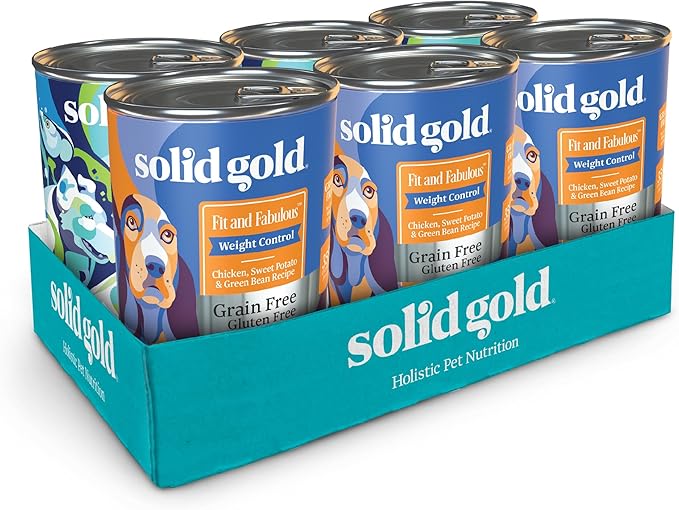 Solid Gold Wet Dog Food Variety Pack for Picky Eaters - Fit & Fabulous Chicken + Leaping Waters Chicken & Salmon Grain Free Canned Dog Food - Made with Real Protein for Sensitive Stomachs - 6 Pack