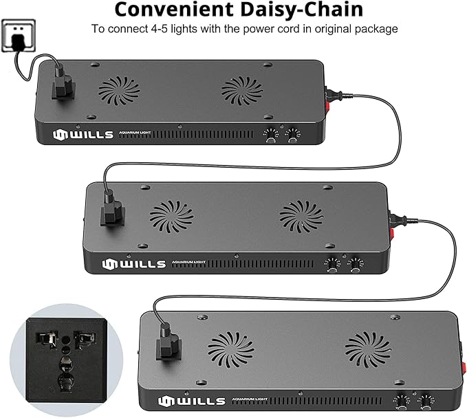 WILLS Aquarium Light, Dimmable Full Spectrum Fish Tank Light with 3 Dimming Modes & 55 Premium SMD Chips, 165W LED Aquarium Plant Light for Saltwater Freshwater Coral Reef (21.3"x6.7"x2.4")