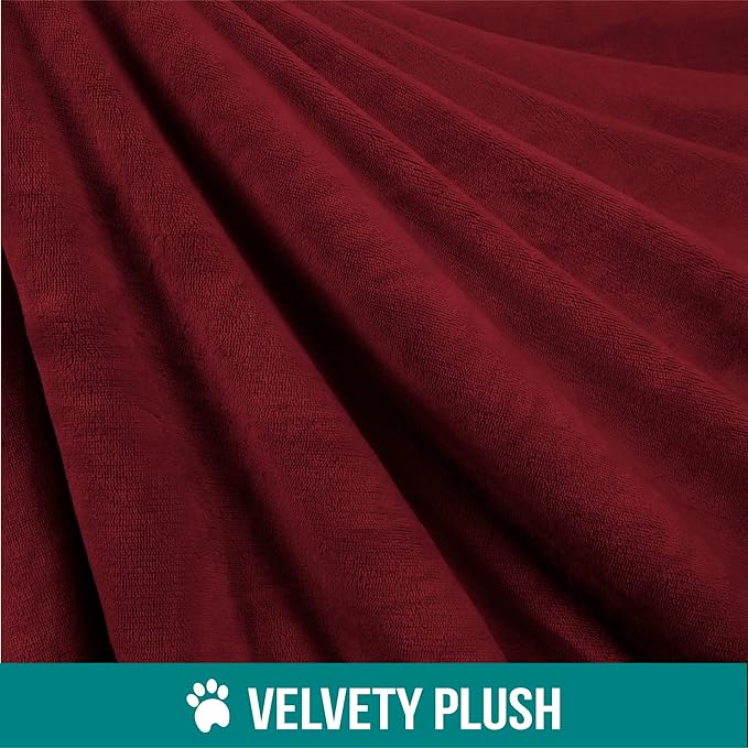 PetAmi WATERPROOF Dog Blanket for Medium Large Dog, Pet Puppy Blanket Couch Cover Protection, Sherpa Fleece Cat Blanket, Sofa Bed Furniture Protector Reversible Soft Plush Washable, 60x40 Wine Red