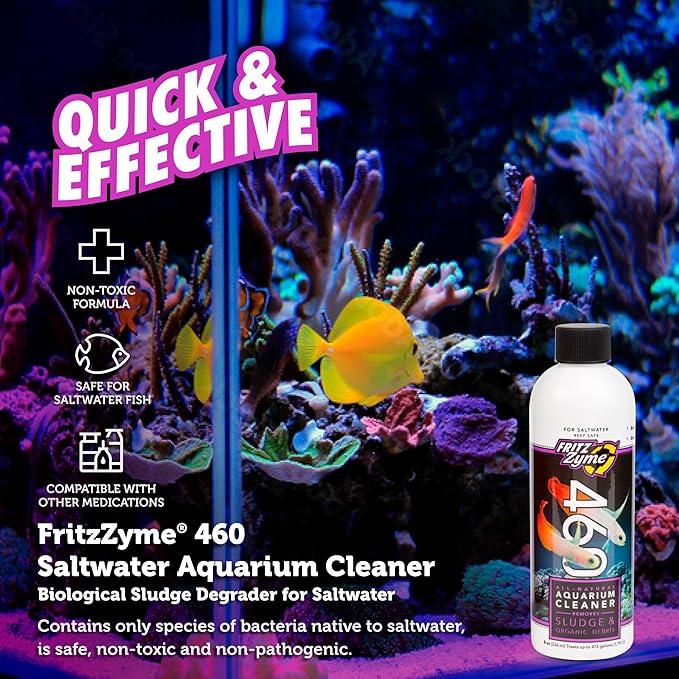 Fritz Aquatics 83369 FritzZyme 460 Biological Conditioner for Salt Water Aquariums, 8-Ounce