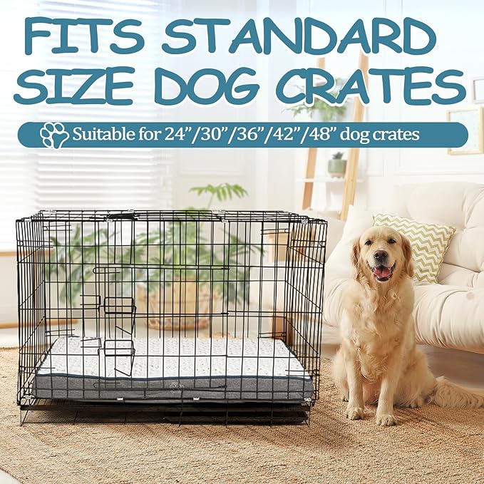 EMPSIGN Reversible Cool and Warm Dog Bed for Crate Pad, Pet Beds with Washable and Removable Cover, Dog Crate Bed Sleeping Mats, Bed for Dog Crate for Large Medium Small Dogs, Grey