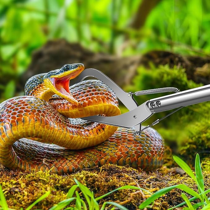 IC ICLOVER Snake Tongs, Upgrade 60 Inch Extra Long Snake Grabber Professional Heavy Duty Reptile Rattle Snake Catcher Wide Jaw Handling Tool with Lock, Non-Slip Grip Handle