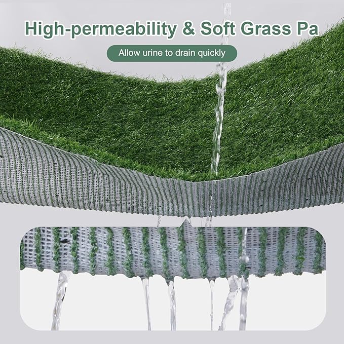 Dog Grass Pad with Tray 45”×29” Dog Litter Box Toilet Artificial Grass for Large Dogs , Pee Pads for Dogs, Realistic, Indoor/Outdoor Training Potty for Balcony (Pet Training Tray, 45“x29)