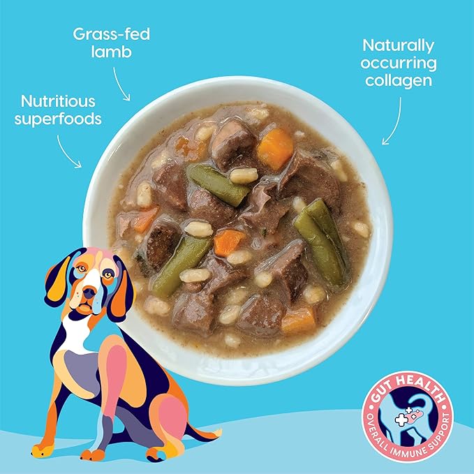 Solid Gold Bone Broth Stew - Dog Food Topper & Dog Treat Rich in Natural Collagen for Gut Health - Grain Free Formula Packed with Protein & Hearty Vegetables - Great for Picky Eaters - 6 Pack