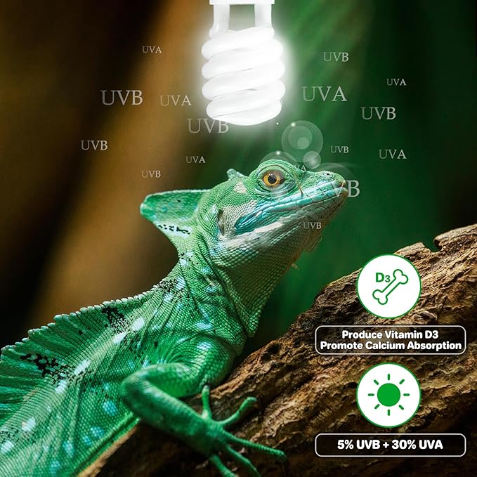 LUCKY HERP UVA UVB Reptile Light 5.0, Tropical UVB 100 Compact Fluorescent Lamp 23W