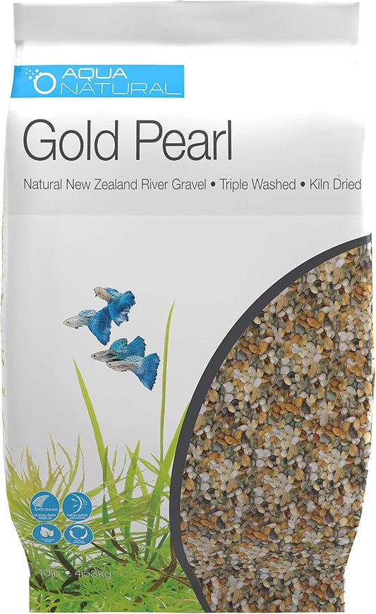 Aqua Natural Gold Pearl 20lb Gravel Substrate for aquascaping, Aquariums, vivariums and terrariums 2-4mm