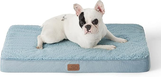 Bedsure Medium Dog Bed for Medium Dogs - Orthopedic Waterproof Dog Beds with Removable Washable Cover, Egg Crate Foam Pet Bed Mat, Suitable for Dogs Up to 50 lbs, Light Blue