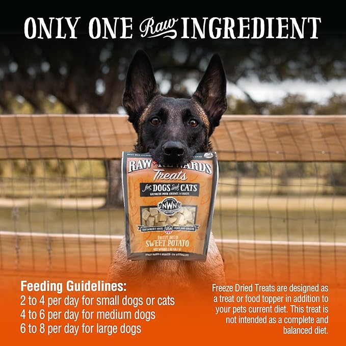 Northwest Naturals Raw Rewards Freeze-Dried Sweet Potato Treats for Dogs and Cats - Bite-Sized Pieces - Healthy, 1 Ingredient, Human Grade Pet Food, All Natural - 2 Oz (Pack of 3) (Packaging May Vary)