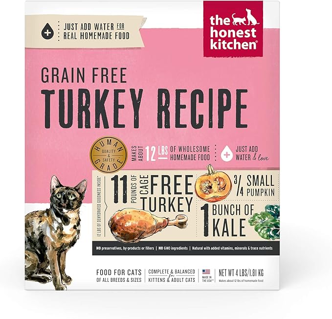 The Honest Kitchen Human Grade Dehydrated Grain Free Turkey Cat Food 4 lb - Grace