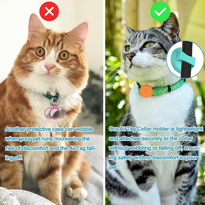 IPX8 Waterproof AirTag Dog Collar Holder, Hidden Air Tag Case for Cat Collar, Anti-Lost Silicone Cover for AirTag GPS Tracker Compatible with Pets Loop, Fits All Width Collars(Orange S)