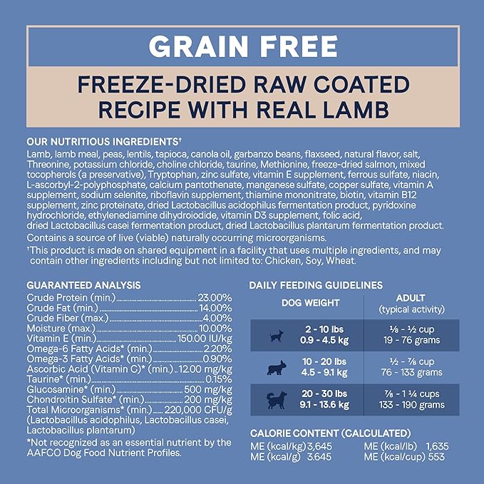 Canidae Pure Petite Freeze-Dried raw coated Recipe with Real Lamb Dog Dry 4 lbs.
