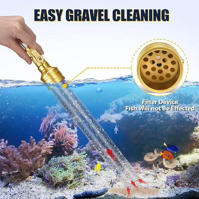 Gravel Vacuum for Aquarium Water Changer Fish Tank Cleaning Tools, Siphon Universal Quick Pump Aquarium Water Changing (30ft)