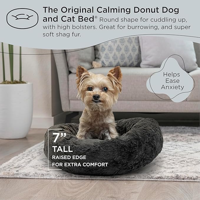 Best Friends by Sheri The Original Calming Donut Cat and Dog Bed in Lux Fur Mink, Extra Small 18"