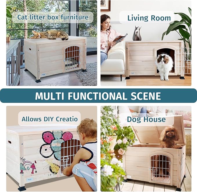 Petsfit Litter Box Enclosure, Modern Cat Litter Box Furniture with Door, Cat House for Indoor Cats, Side End Table, Perfect for Small Pets up to 22lbs, Small/31 L x 20.5" W x 20.5" H