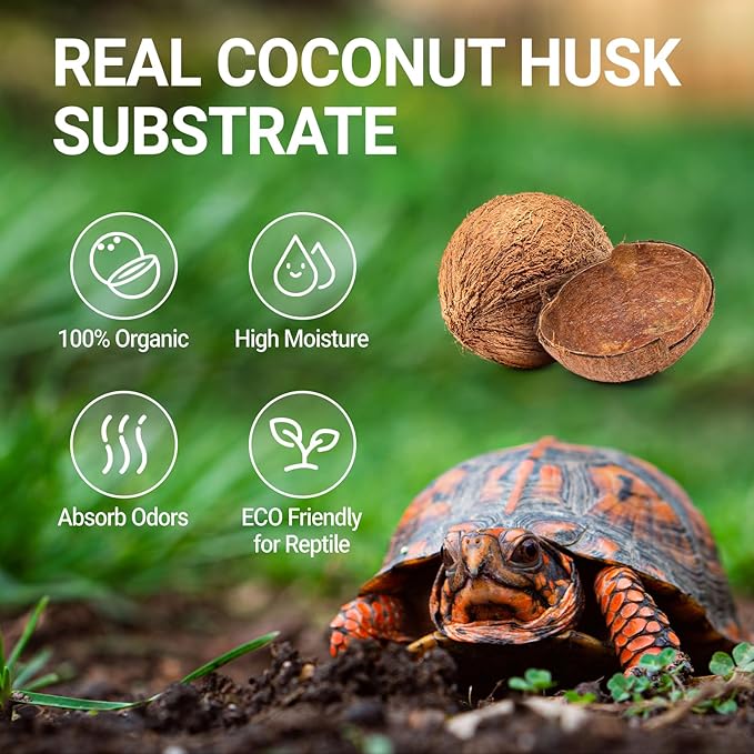 REPTI ZOO Reptile Coconut Fiber Substrate 72 Quart, Reptile Bedding Coco Coir Brick for Turtle, Hermit Crab, Spider, Frog | 100% Organic | Odor Absorption