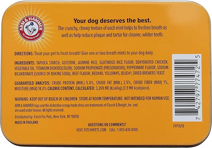 Arm & Hammer for Pets Tartar Control Dental Mints for Dogs | Dog Dental Mints Help Reduce Plaque & Tartar Buildup Without Brushing | Beef Flavor, 40 Count