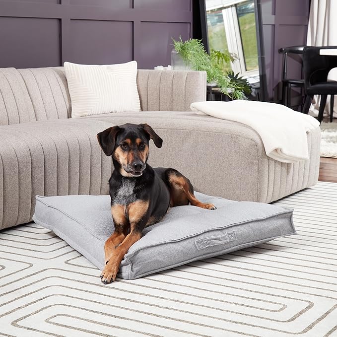 South Pine Porch Mila Square Tufted Pillow Style Dog Bed, Cement, Medium (32" x 32")