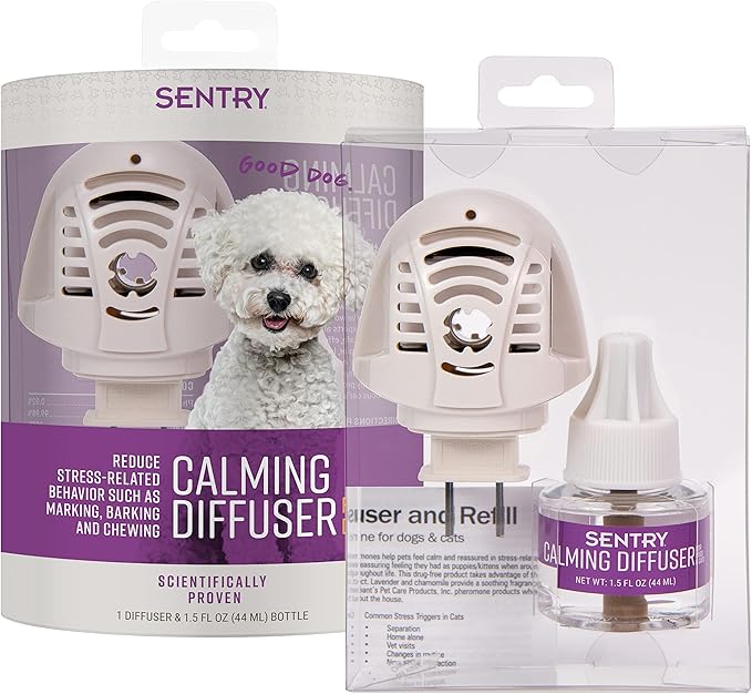 Sentry Calming Diffuser for Dogs, Plug-in Dog Pheromone Diffuser, Reduces Barking, Chewing, Anxiousness, and Other Stress-Induced Behaviors, 30-Day Release