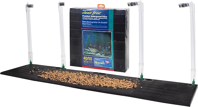 Penn-Plax Undergravel Aquarium Filter for 40-55 Gallon Tanks – Four 11.25” x 11.25” Plates – Under Gravel System for Clear, Clean Water – Safe for Freshwater and Saltwater Tanks (CFU55)