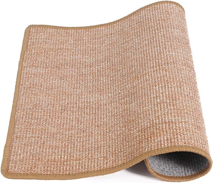 FUKUMARU Cat Scratcher Mat, 23.6 X 31.5 Inch Natural Sisal Cat Scratch Mats, Horizontal Cat Floor Scratching Pad Rug, Protect Carpets and Sofas Brown