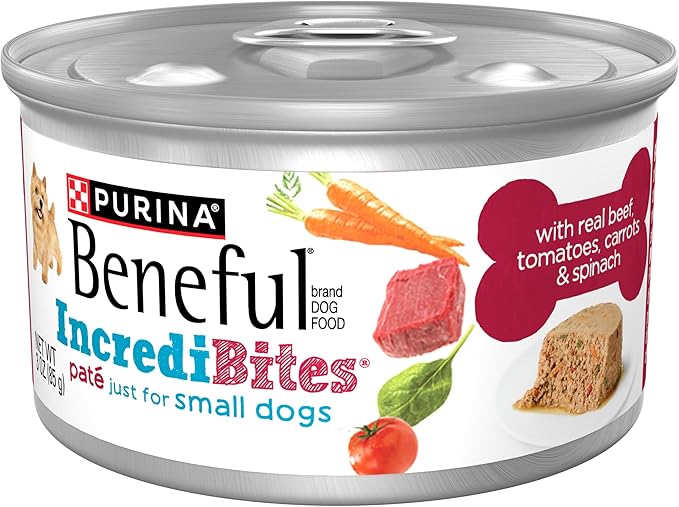 Purina Beneful Small Breed Wet Dog Food, Incredibites Pate with Real Beef Recipe - (Pack of 12) 3 oz. Cans