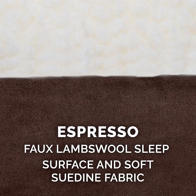 Furhaven Memory Foam Dog Bed for Large/Medium Dogs w/ Removable Washable Cover, For Dogs Up to 55 lbs - Sherpa & Suede Mattress - Espresso, Large