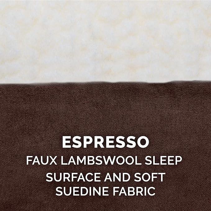 Furhaven Orthopedic Dog Bed for Large Dogs w/ Removable Washable Cover, For Dogs Up to 95 lbs - Sherpa & Suede Mattress - Espresso, Jumbo/XL