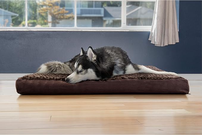 Furhaven Cooling Gel Dog Bed for Large Dogs w/ Removable Washable Cover, For Dogs Up to 95 lbs - Ultra Plush Faux Fur & Suede Mattress - Chocolate, Jumbo/XXL