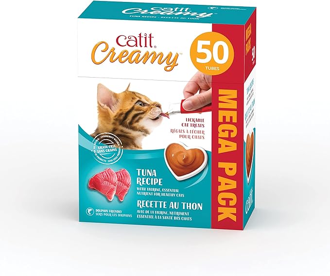 Catit Creamy Lickable Cat Treat, Healthy Cat Treat, Tuna, 50 Pack