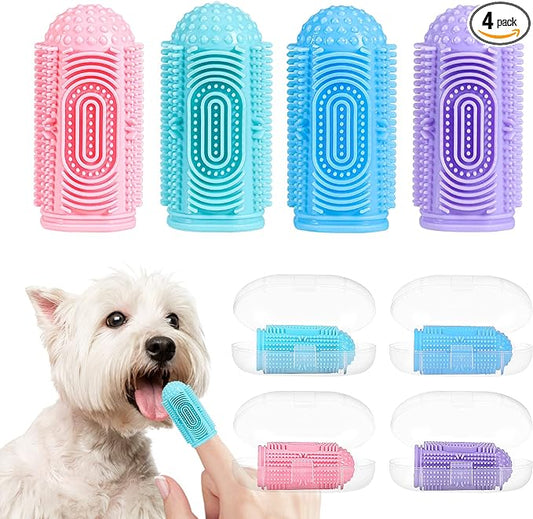 Dog Toothbrush Dog Tooth Brushing Kit 4Pack Dog Finger Toothbrush for Dog Teeth Cleaning&Dog Dental Care,Cat Toothbrush Dog Tooth Brush Puppy Toothbrush Pet Toothbrush