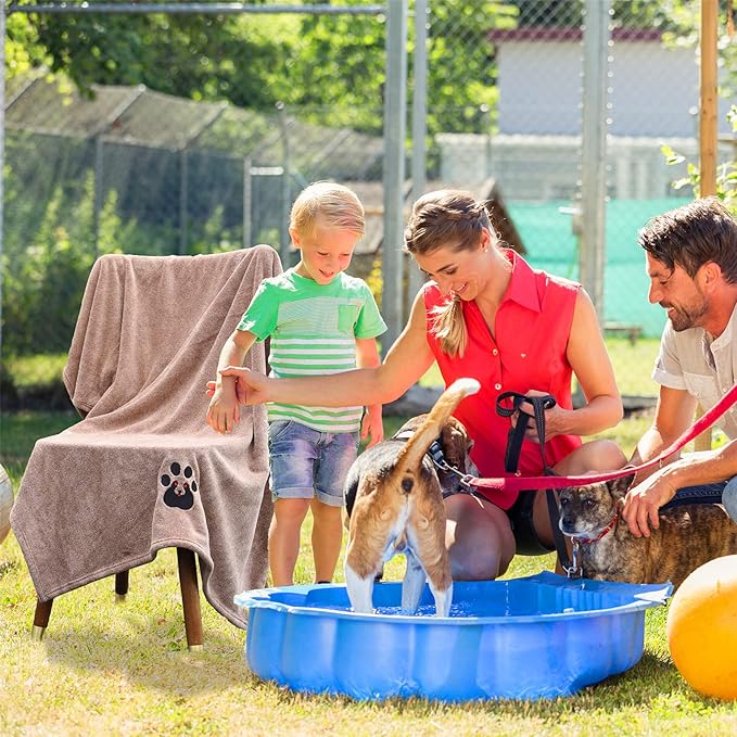 Extra Large Dog Towels for Drying Dogs - Pack of 2 - Super Absorbent Soft Microfiber Pet Bath Grooming Towel for Dogs and Cats & Other Pets (XL-55" * 36", Green and Brown)