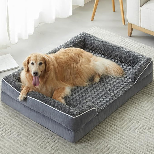 WNPETHOME Waterproof Dog Beds for Extra Large Dogs, Orthopedic XLarge Dog Bed with Sides, Big Dog Couch Bed with Washable Removable Cover, Pet Bed Sofa with Non-Slip Foam for Sleeping