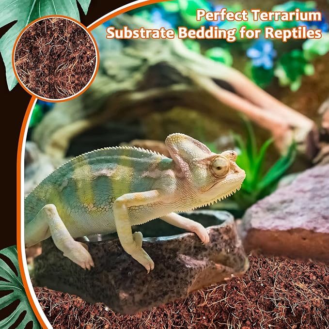 2 Pack Natural Coconut Fiber Substrate for Reptile- Premium Compressed Coconut Husk Terrarium Bedding for Reptile, Tortoise, Frogs, Snakes Hermit Crabs, Burrowing Animals