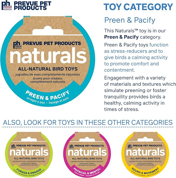 Prevue Hendryx Naturals Preen & Pacify Coco and Bamboo Bird Toy 62800