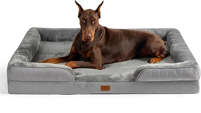 Bedsure XXL Orthopedic Dog Bed - Washable Great Dane Dog Sofa Beds for Giant Dogs, Supportive Foam Pet Couch Bed with Removable Washable Cover, Waterproof Lining and Nonskid Bottom, Grey