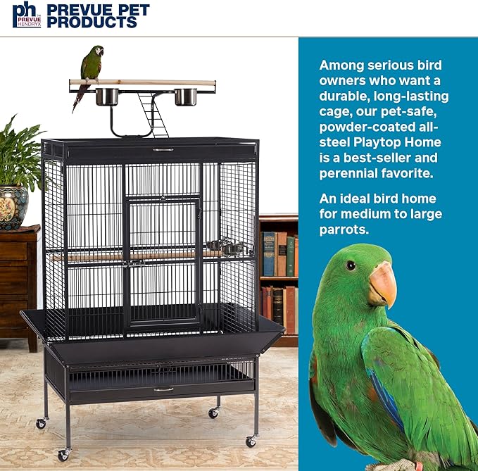 Prevue Pet Products Wrought Iron Select Bird Cage 3154BLK, Black Hammertone, 36-Inch by 24-Inch by 66-Inch