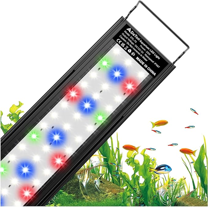 Aquarium LED Light Full Spectrum Fish Tank Lights White Blue Red Green Multi-Color LEDs Extendable Aquarium Light for 30 Inch to 36 Inch Fish Tanks