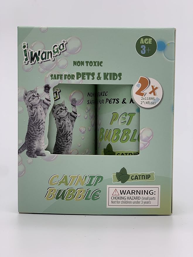 Catnip Bubbles Catnip Toys for Cats 4oz*2- Unbelievable Catnip Flavor Bubble for Cats -Non-Toxic Formula,Let The cat Chase Avoids Boredom & Keeps Pets Active.